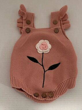 Simplee Kids Hand Crochet Floral Dusty Pink Romper